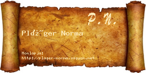 Pláger Norma névjegykártya